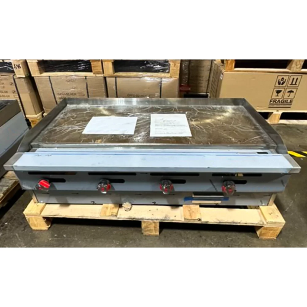 Used 48" Gas Griddle, 3/4" Plate, 2 Burners, 70000 BTU, Liquid Propane, 1 Year Warranty