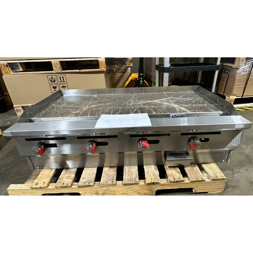 Used 48" Gas Griddle, 3/4" Plate, 2 Burners, 70000 BTU, Liquid Propane, 1 Year Warranty