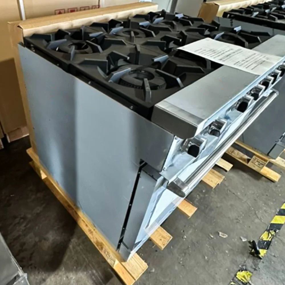 Used 36" Commercial Gas Range, 6 Open Burners and 1 Oven, Natural Gas, 1 Year Warranty