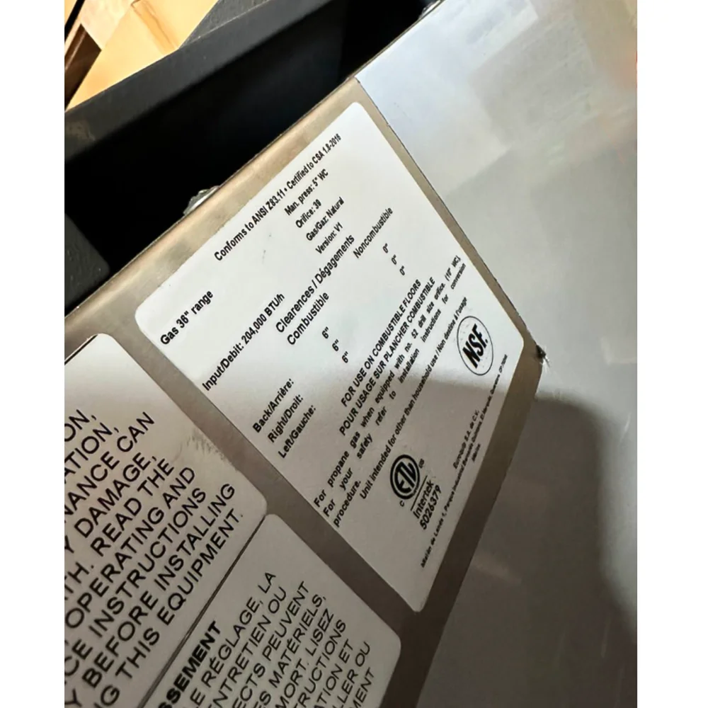 Used 36" Commercial Gas Range, 6 Open Burners and 1 Oven, Natural Gas, 1 Year Warranty