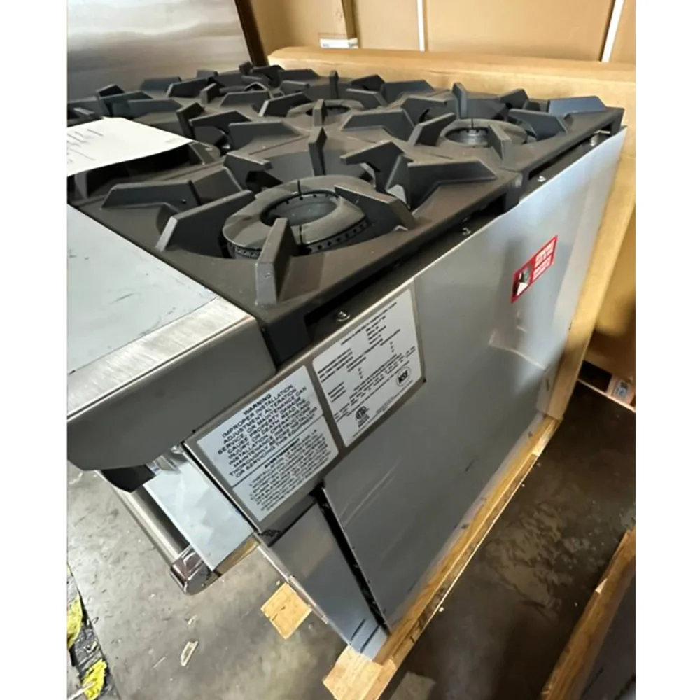 Used 36" Commercial Gas Range, 6 Open Burners and 1 Oven, Natural Gas, 1 Year Warranty