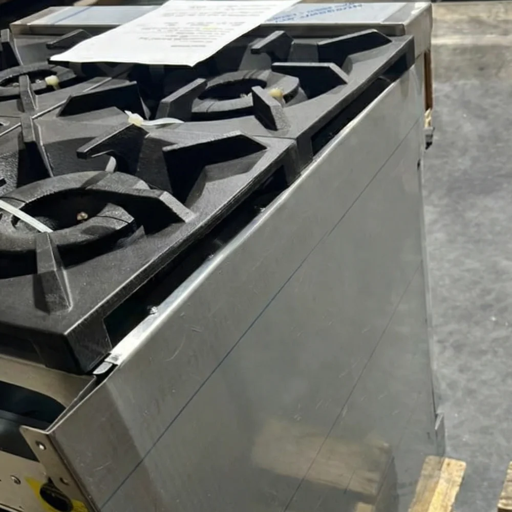 Used 24" Commercial Gas Range, 4 Open Burners and 1 Oven, Liquid Propane, 1 Year Warranty