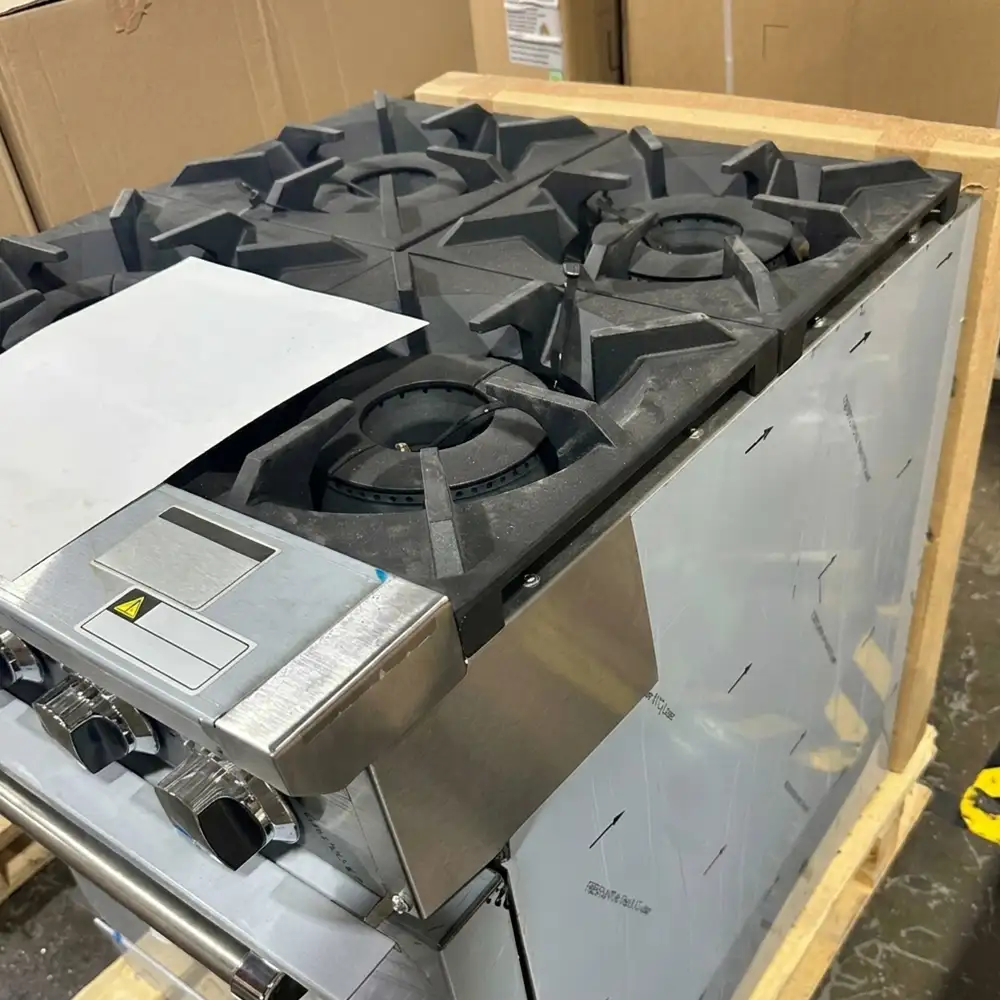 Used 24" Commercial Gas Range, 4 Open Burners and 1 Oven, Natural Gas, 1 Year Warranty