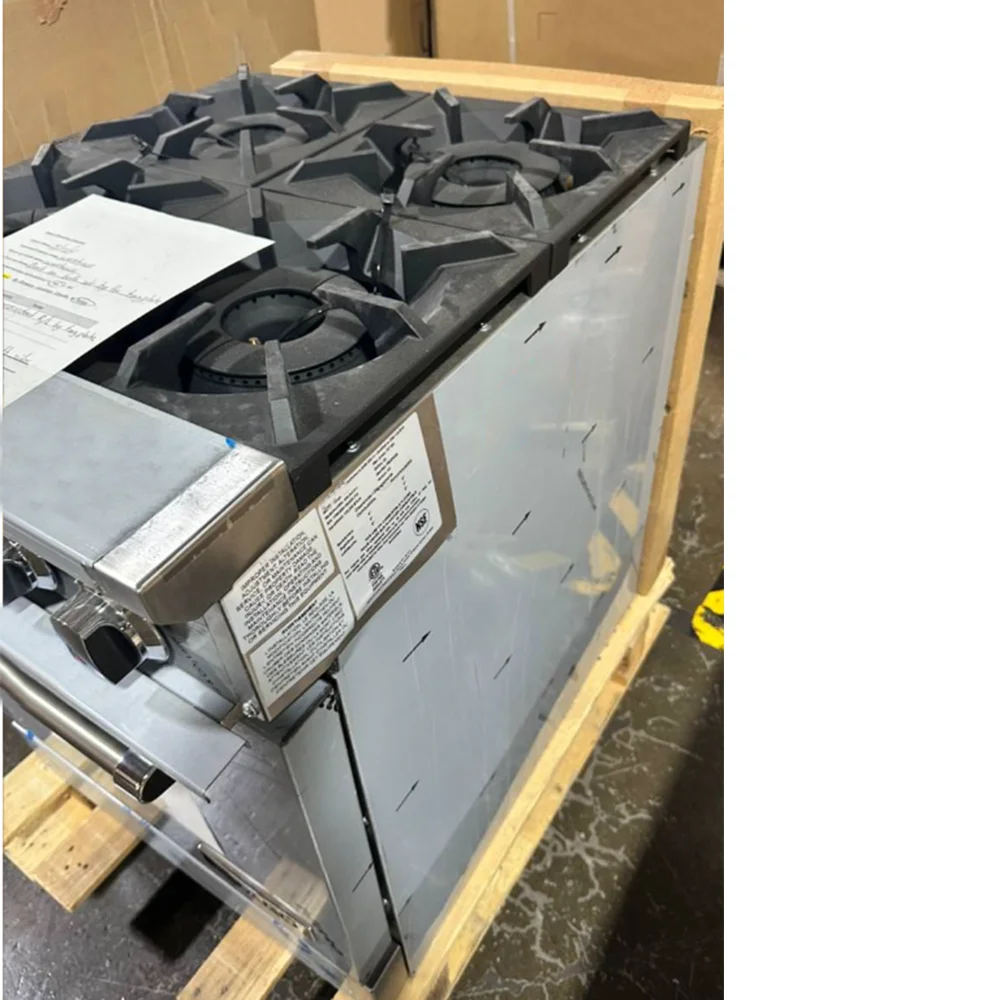 Used 24" Commercial Gas Range, 4 Open Burners and 1 Oven, Natural Gas, 1 Year Warranty