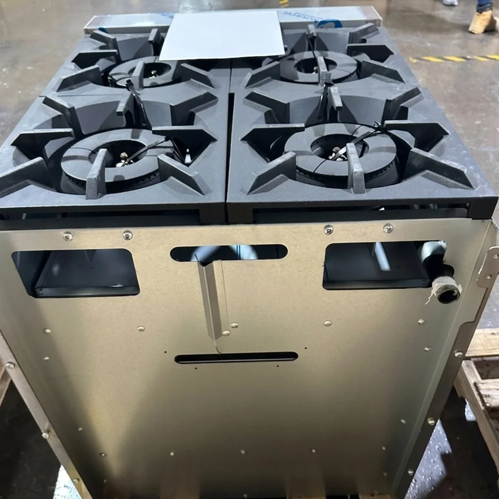 Used 24" Commercial Gas Range, 4 Open Burners and 1 Oven, Natural Gas, 1 Year Warranty