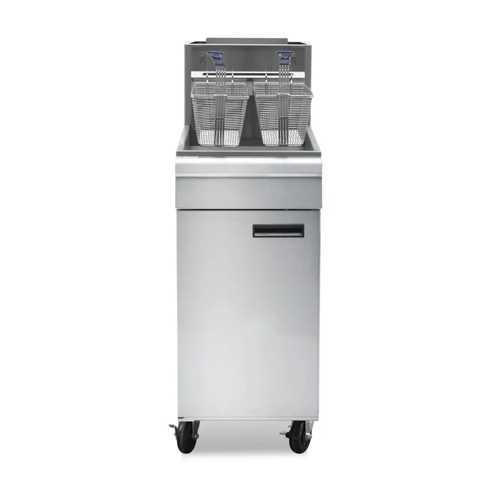 Platinum Flame Series 16" Commercial Gas Fryer, 3 Burners, 40 lb Vat, 90,000 BTU - Convertible