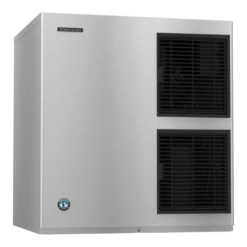 Stainless crescent cuber ice machine head from Hoshizaki America without a storage bin, ensuring quality construction and dependable ice output.
