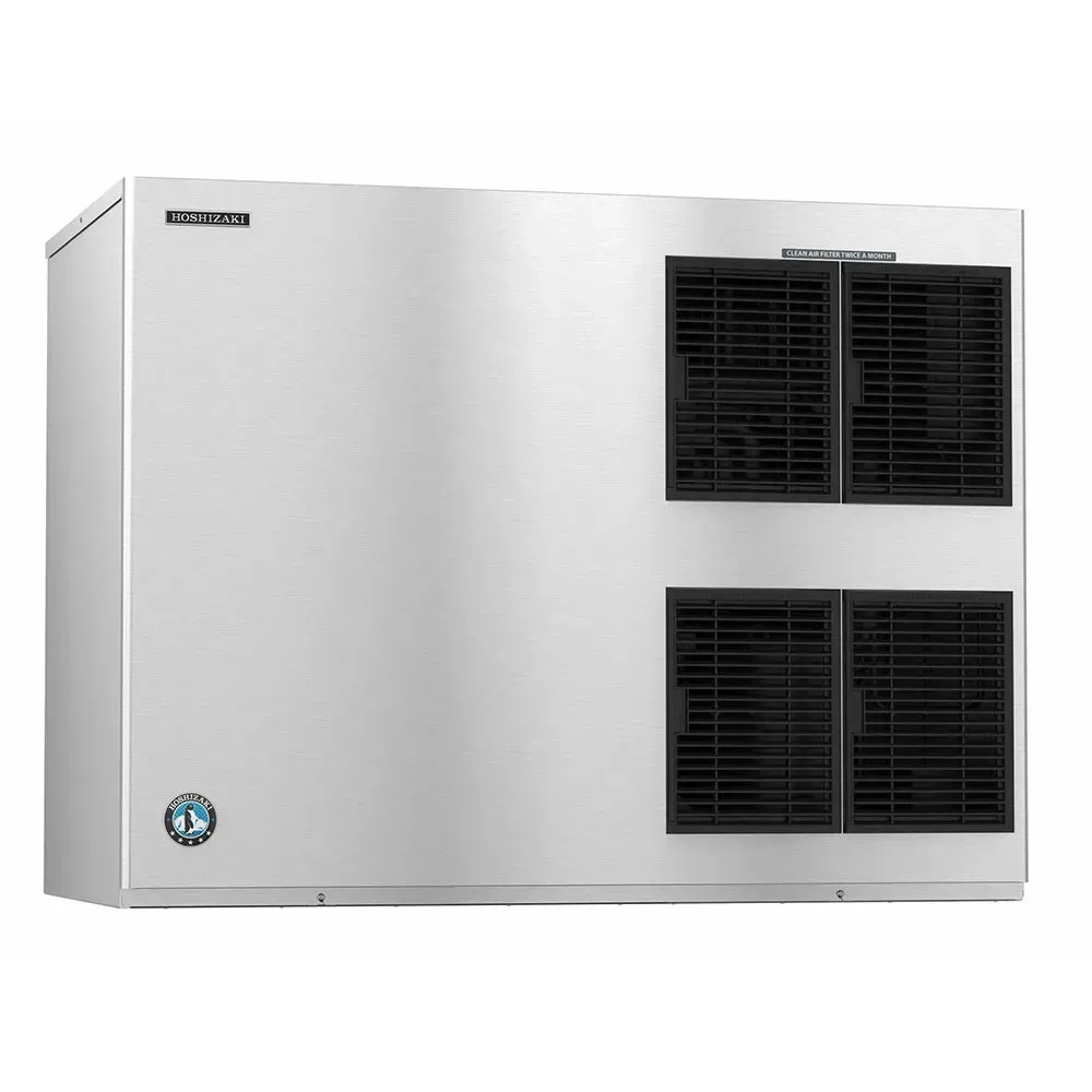 Air cooled crescent ice machine head by Hoshizaki America gives cafes or hotel bars reliable cube output with easy maintenance and cooling.