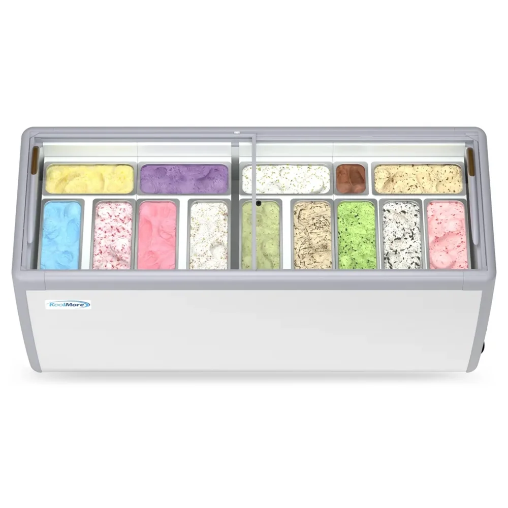 KoolMore KM-GDC-71SD 70" Gelato / Ice Cream Dipping Cabinet, 14 Pans, 20 Cu. Ft