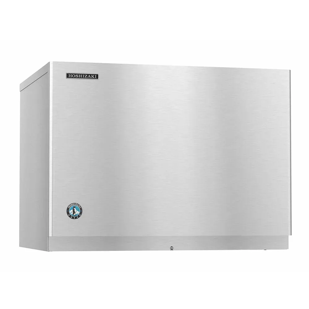 Water cooled modular crescent cube ice machine by Hoshizaki America, fits busy restaurant hotel kitchen environments efficiently operating.