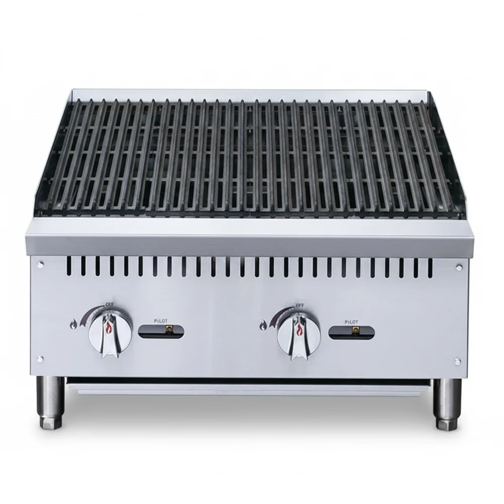 KitchenCore Series 24" Countertop Charbroiler, 2 Burners, 70,000 BTU - Convertible