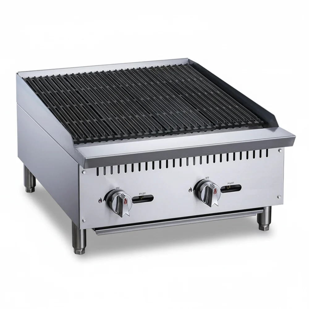 KitchenCore Series 24" Countertop Charbroiler, 2 Burners, 70,000 BTU - Convertible