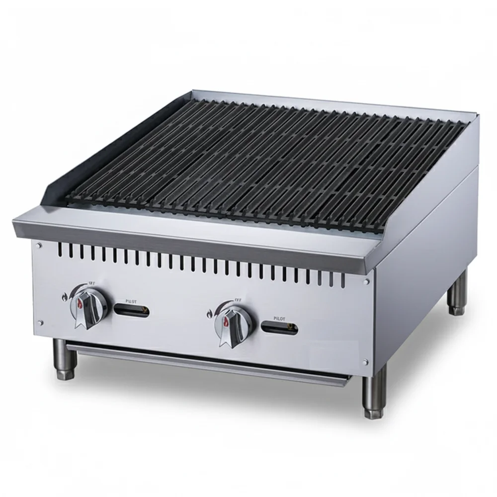 KitchenCore Series 24" Countertop Charbroiler, 2 Burners, 70,000 BTU - Convertible