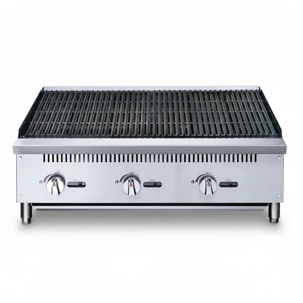 KitchenCore Series 36" Countertop Charbroiler, 3 Burners, 105,000 BTU - Convertible