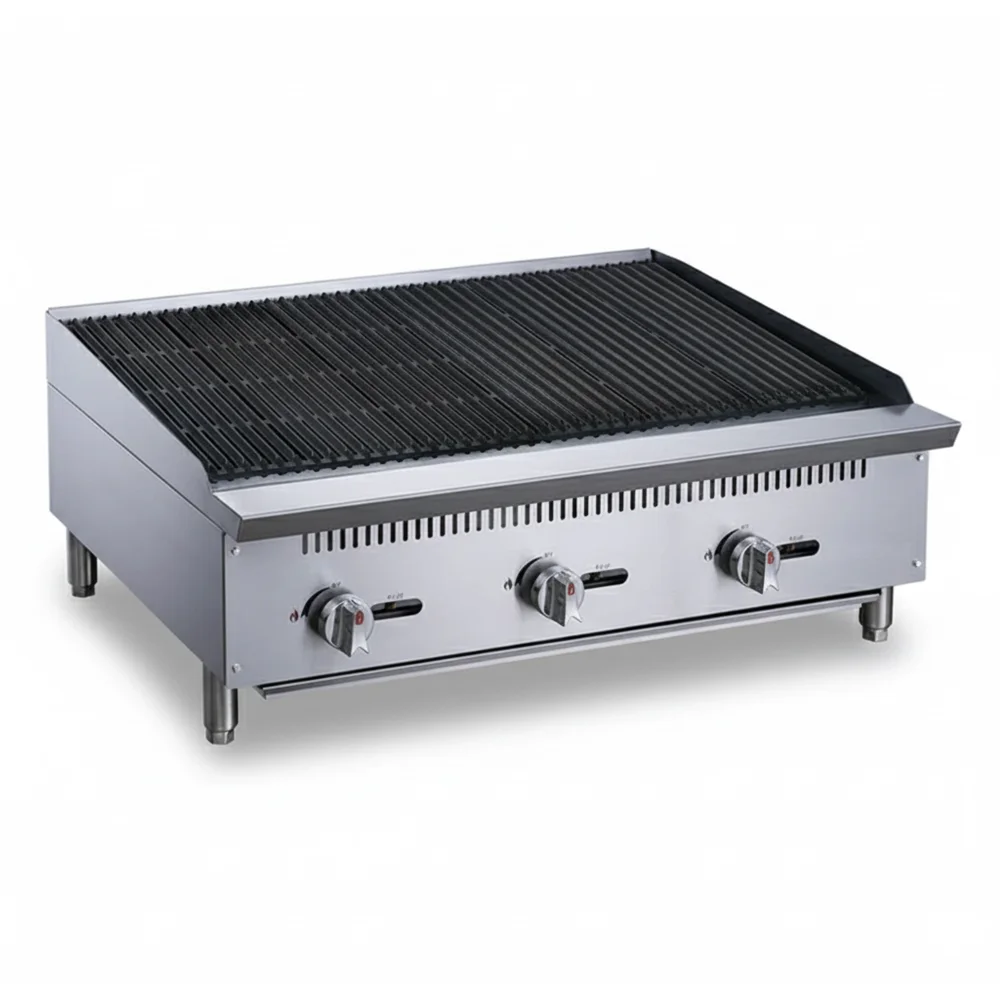 KitchenCore Series 36" Countertop Charbroiler, 3 Burners, 105,000 BTU - Convertible