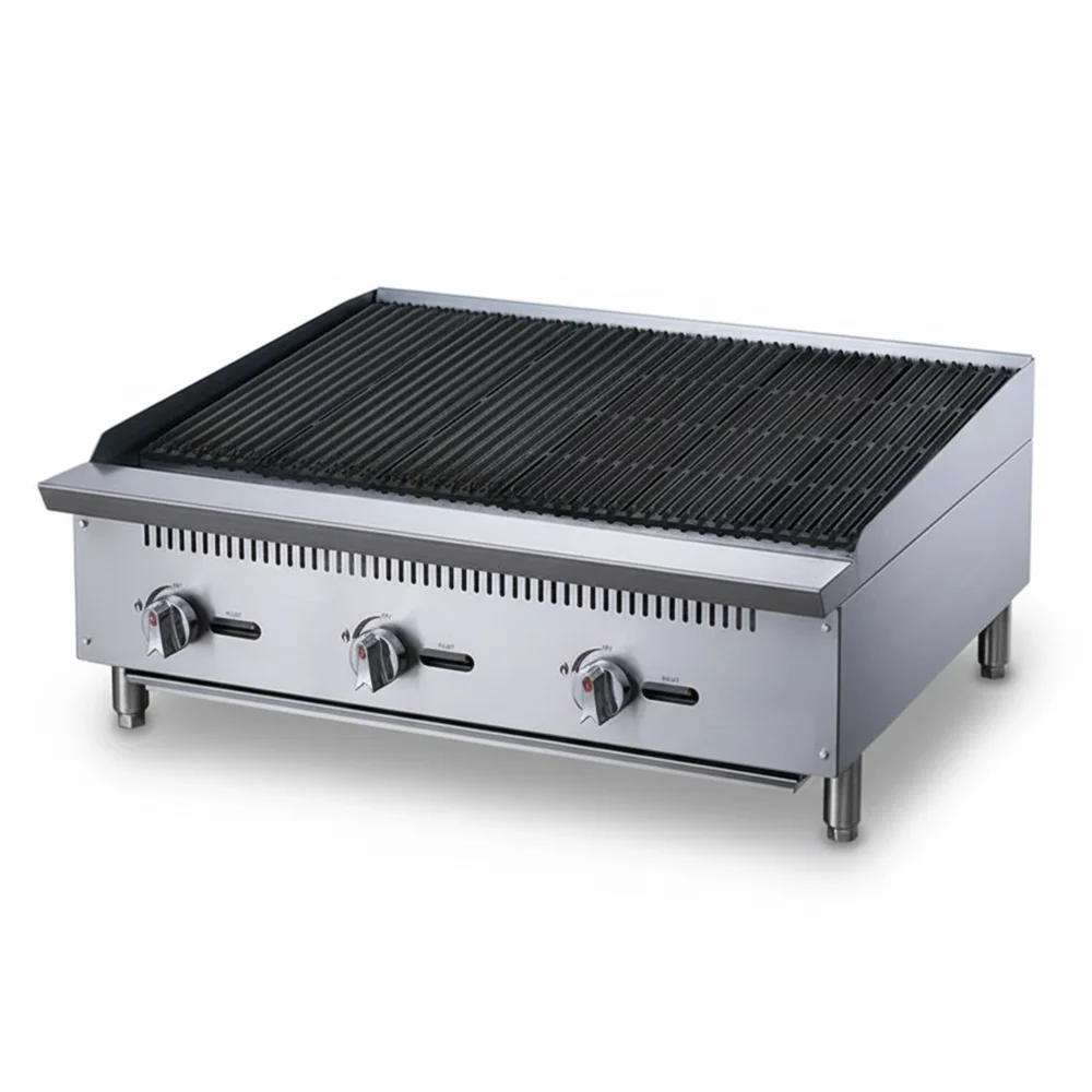 KitchenCore Series 36" Countertop Charbroiler, 3 Burners, 105,000 BTU - Convertible