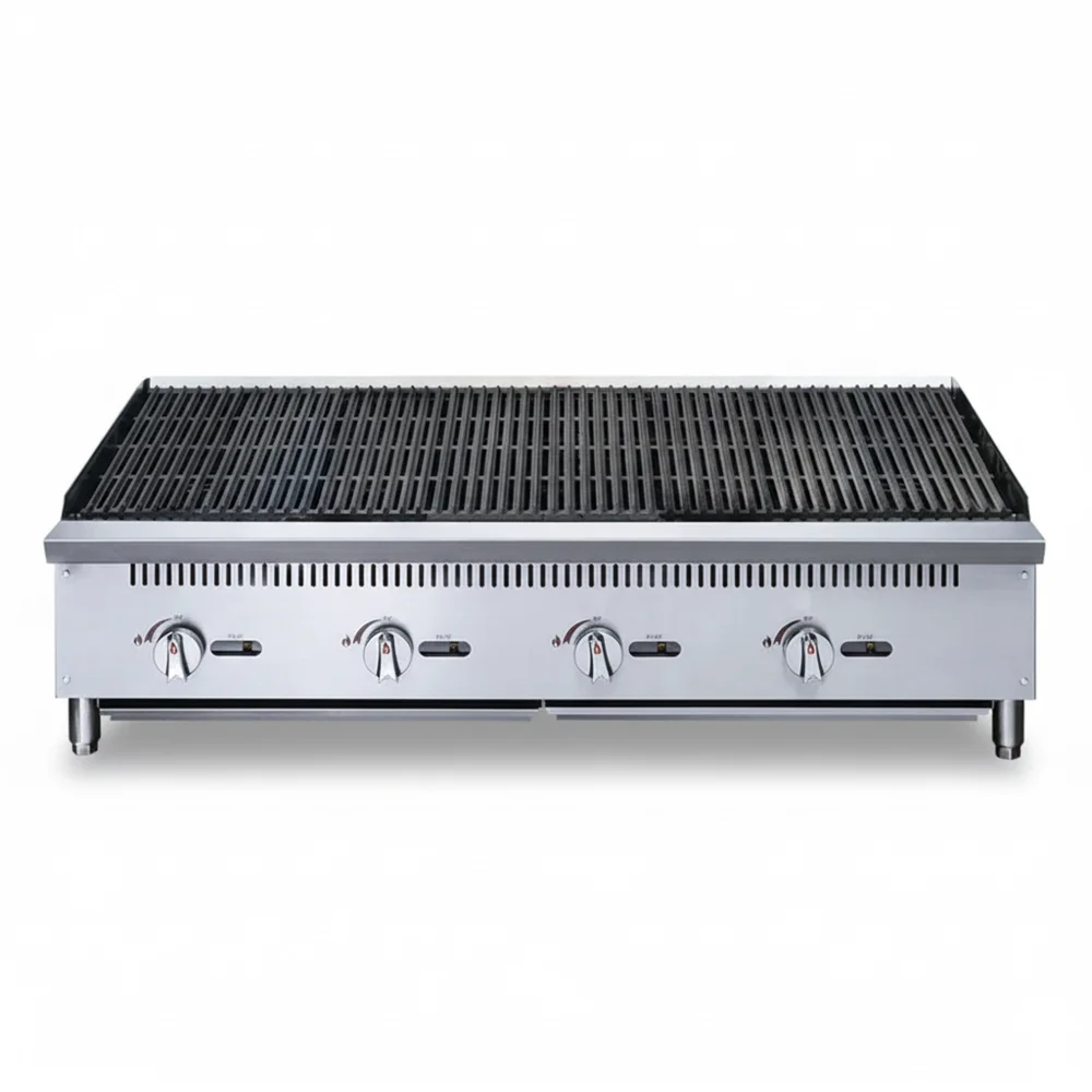 KitchenCore Series 48" Countertop Charbroiler, 4 Burners, 140,000 BTU - Convertible