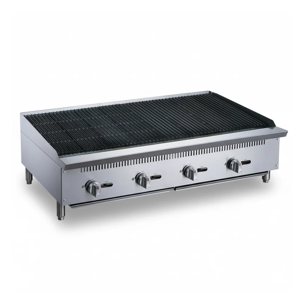 KitchenCore Series 48" Countertop Charbroiler, 4 Burners, 140,000 BTU - Convertible