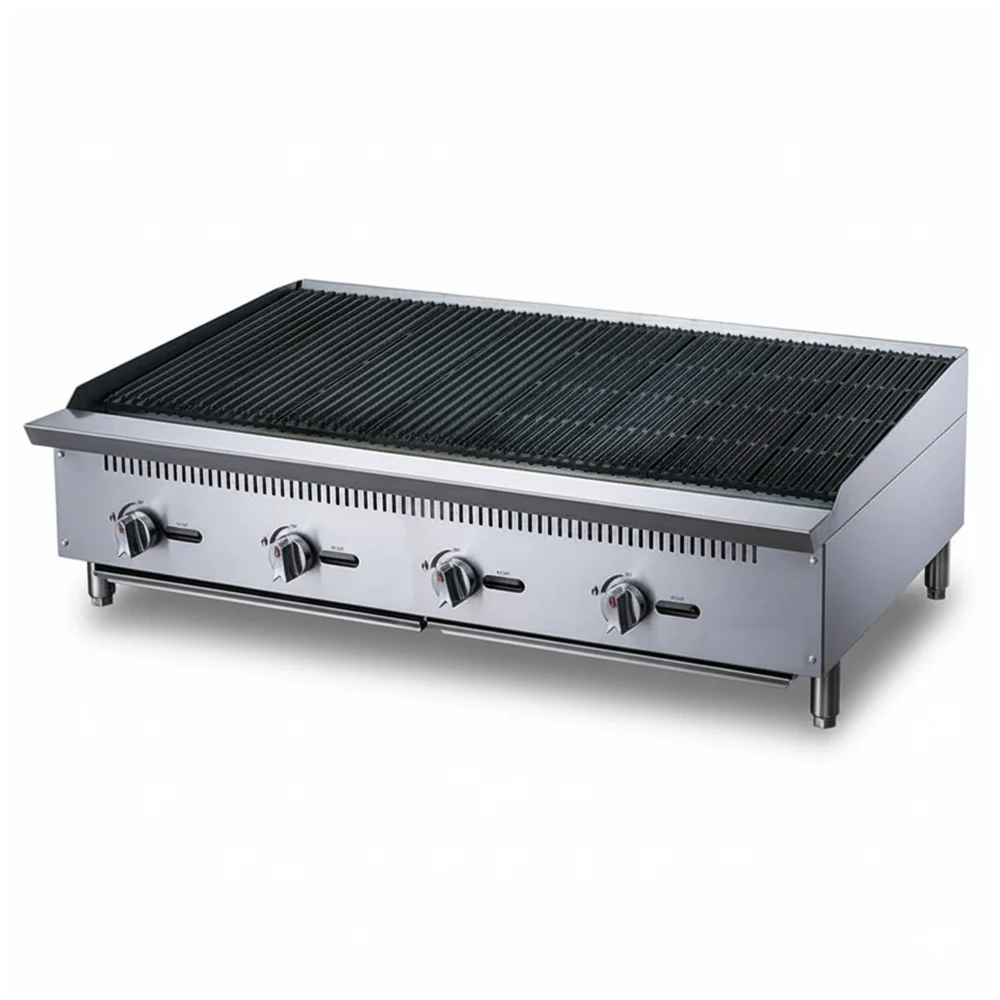 KitchenCore Series 48" Countertop Charbroiler, 4 Burners, 140,000 BTU - Convertible