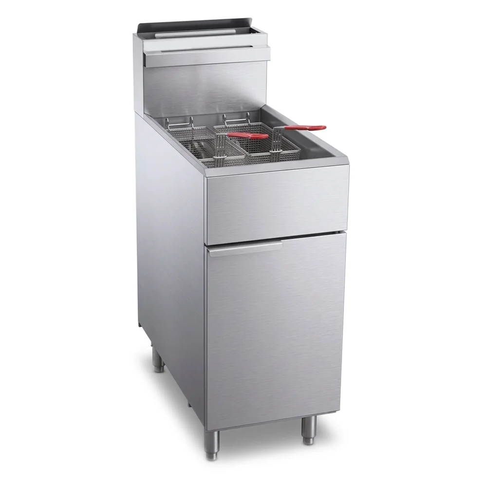 KitchenCore Series Commercial Gas Fryer, 3 Tube Burners, Liquid Propane, 40 lbs Oil Capacity, 90,000 BTU