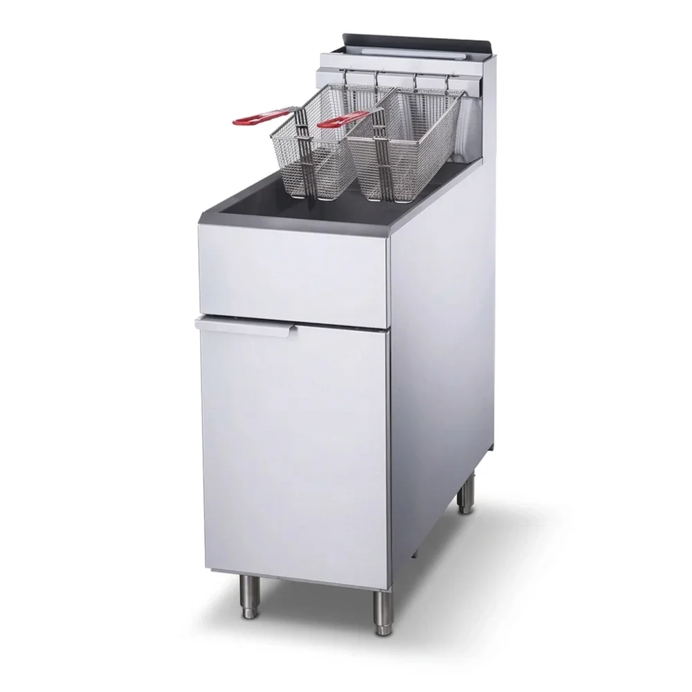 KitchenCore Series Commercial Gas Fryer, 3 Tube Burners, Liquid Propane, 40 lbs Oil Capacity, 90,000 BTU