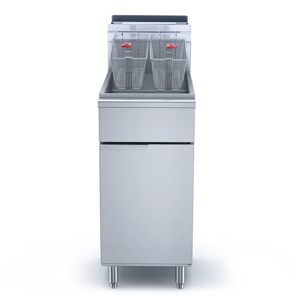 KitchenCore Series Commercial Gas Fryer, 3 Tube Burners, Natural Gas, 40 lbs Oil Capacity, 90,000 BTU