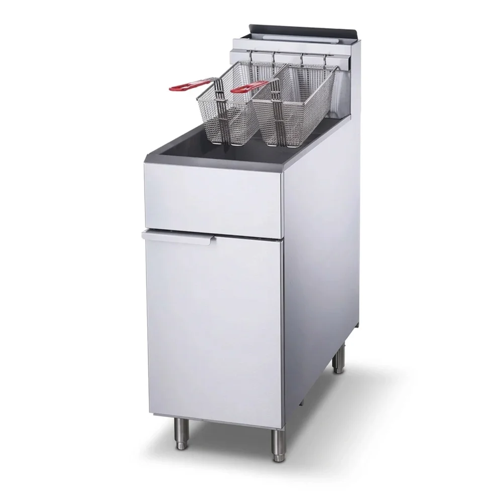 KitchenCore Series Commercial Gas Fryer, 4 Tube Burners, Liquid Propane, 50 lbs Oil Capacity, 120,000 BTU