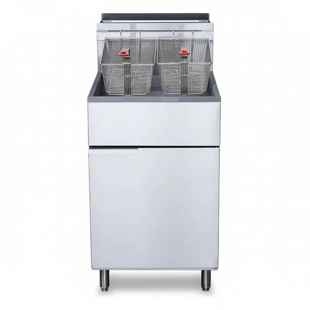 KitchenCore Series Commercial Gas Fryer, 5 Tube Burners, Liquid Propane, 70 lbs Oil Capacity, 150,000 BTU