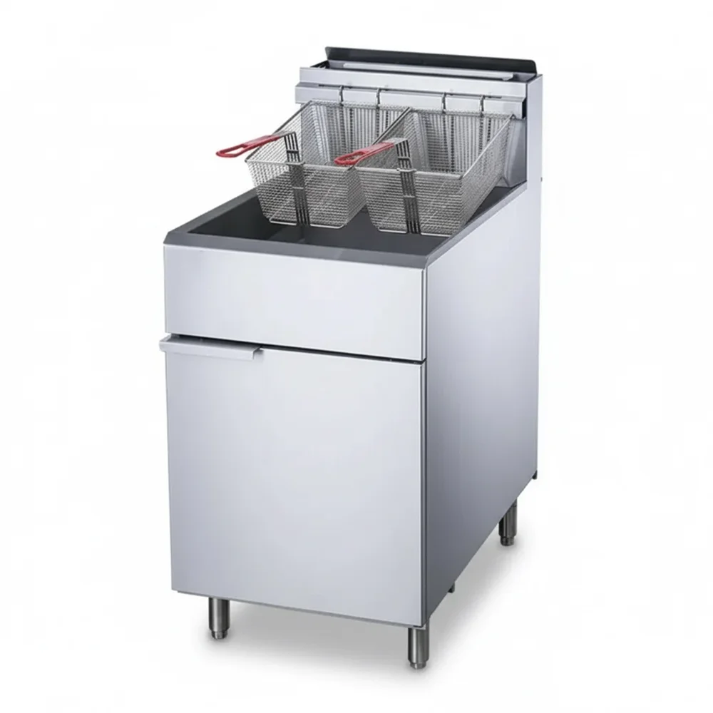 KitchenCore Series Commercial Gas Fryer, 5 Tube Burners, Natural Gas, 70 lbs Oil Capacity, 150,000 BTU