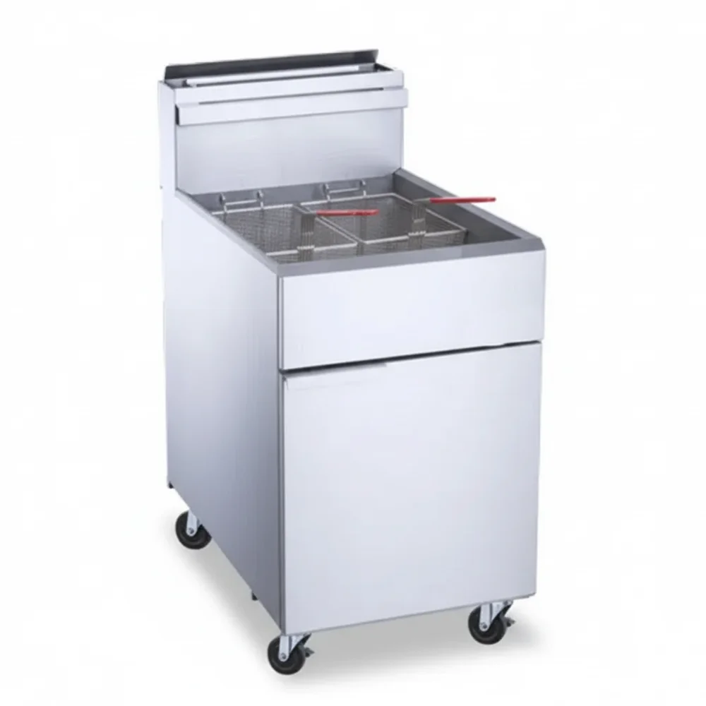 KitchenCore Series Commercial Gas Fryer, 5 Tube Burners, Natural Gas, 70 lbs Oil Capacity, 150,000 BTU