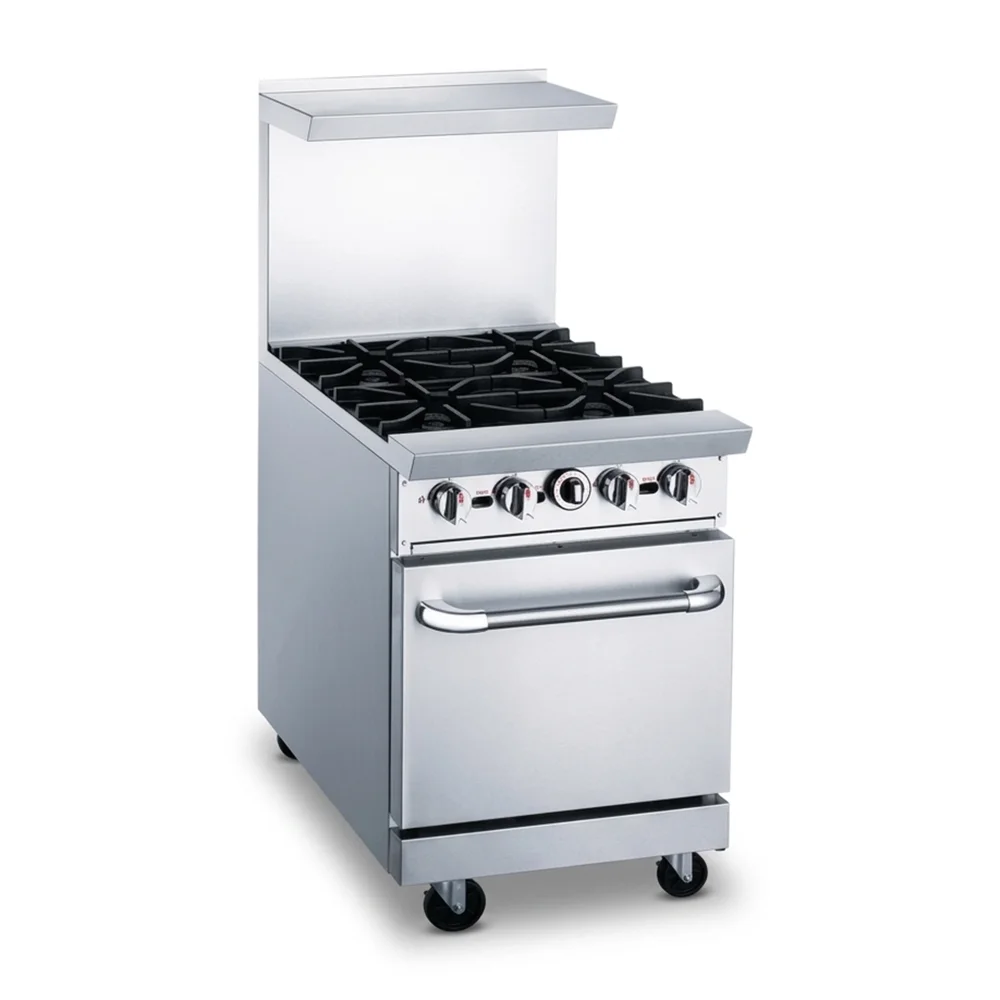 KitchenCore Series 24" Commercial Gas Range with 1 Oven, 4 Burners, 150,000 BTU - Convertible