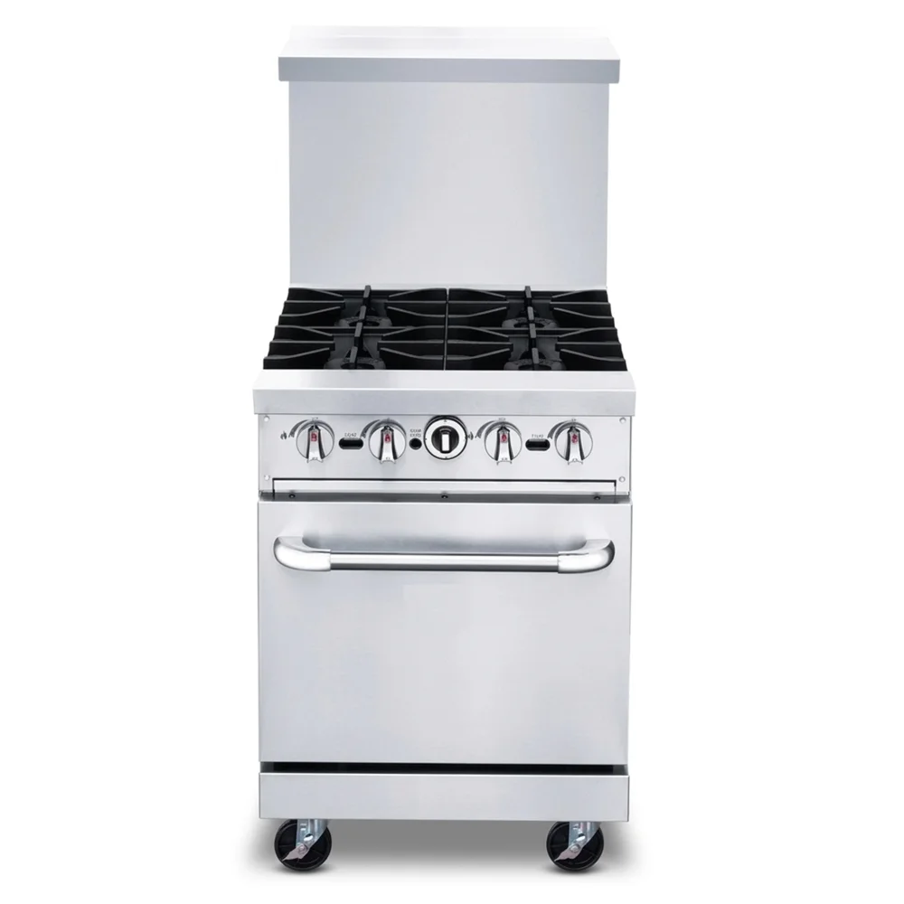 KitchenCore Series 24" Commercial Gas Range with 1 Oven, 4 Burners, 150,000 BTU - Convertible