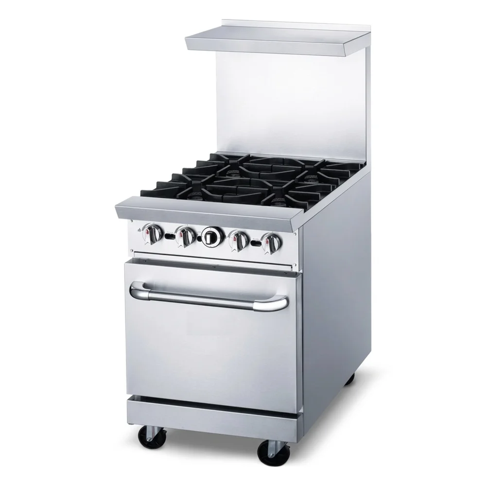 KitchenCore Series 24" Commercial Gas Range with 1 Oven, 4 Burners, 150,000 BTU - Convertible