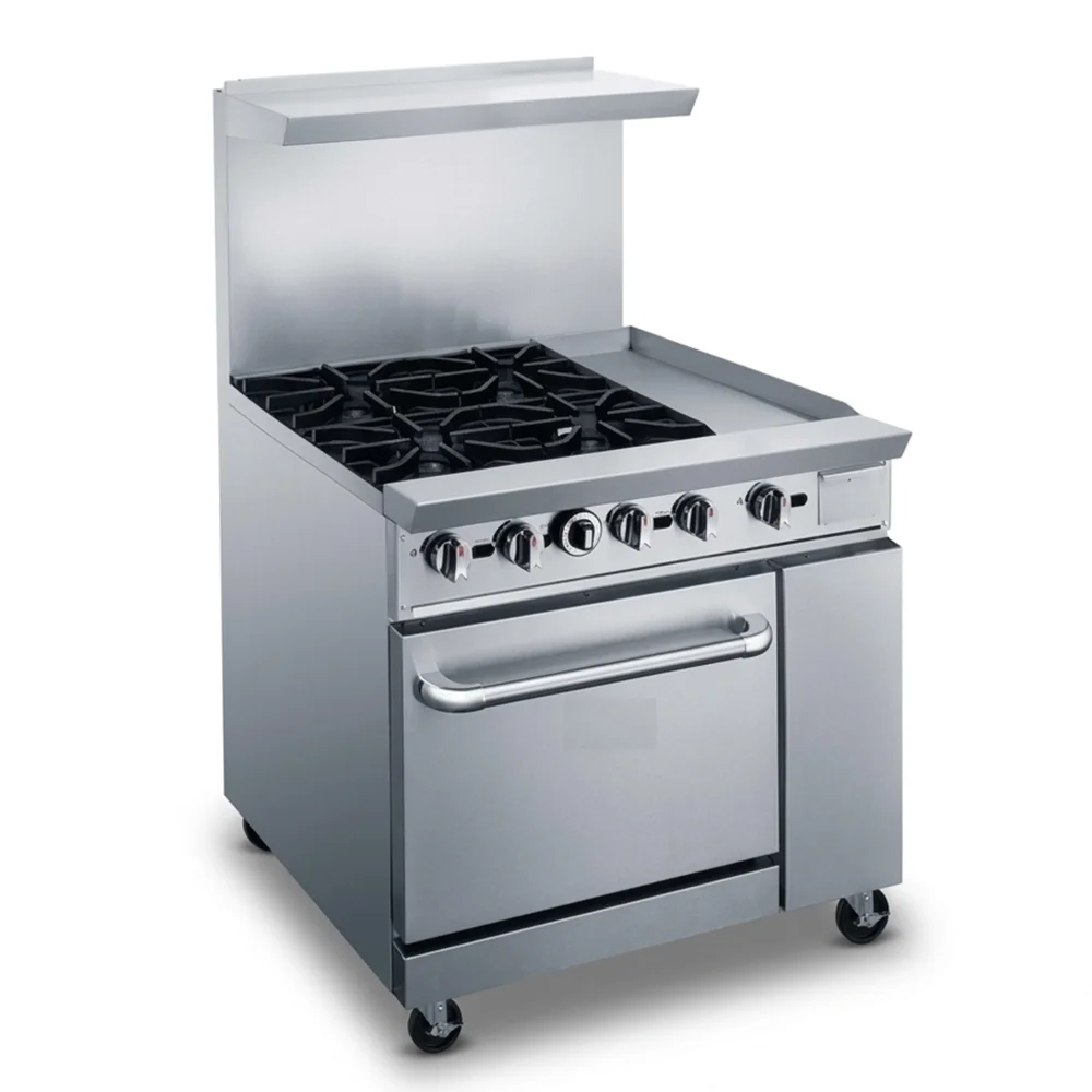KitchenCore Series 36" Gas Range with 1 Oven, 4 Open Burners, 12" Griddle, 183,000 BTU - Convertible
