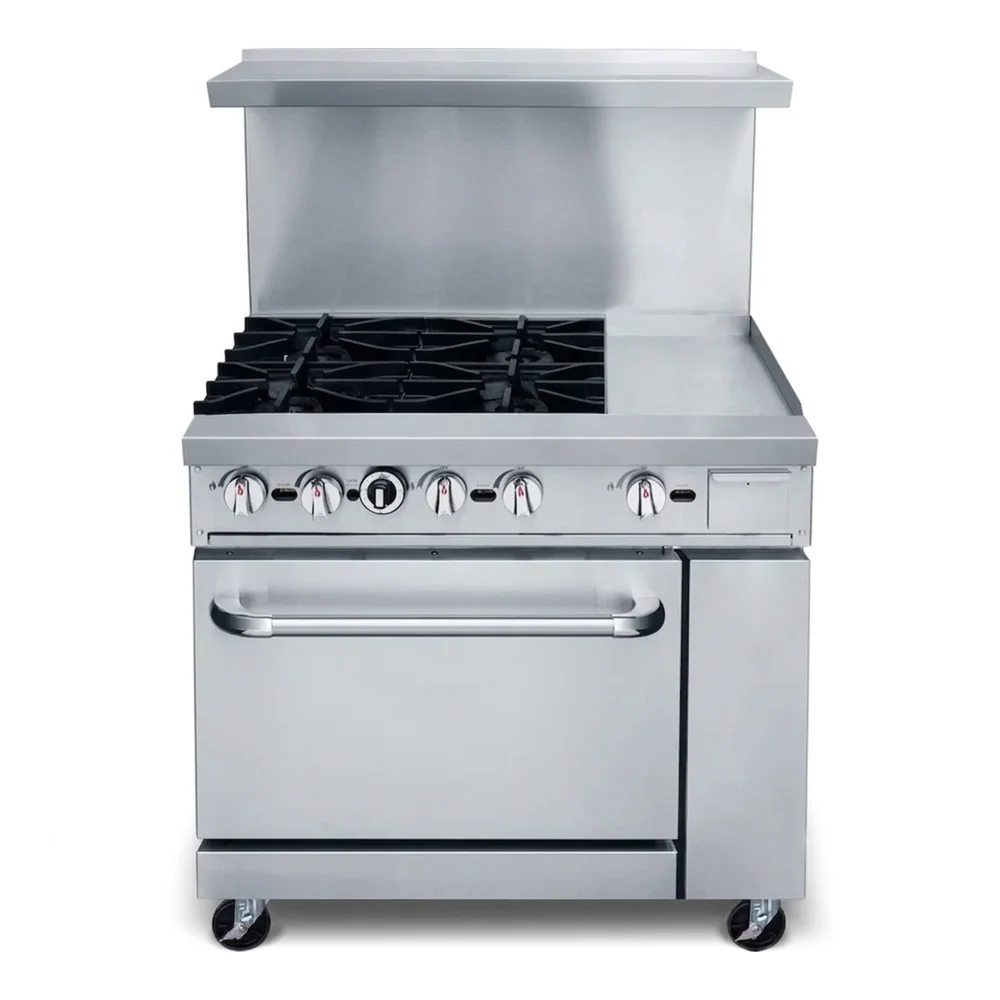 KitchenCore Series 36" Gas Range with 1 Oven, 4 Open Burners, 12" Griddle, 183,000 BTU - Convertible