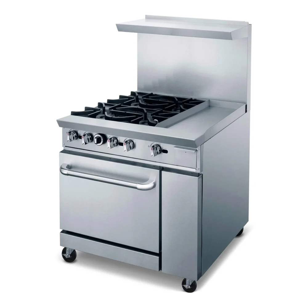 KitchenCore Series 36" Gas Range with 1 Oven, 4 Open Burners, 12" Griddle, 183,000 BTU - Convertible