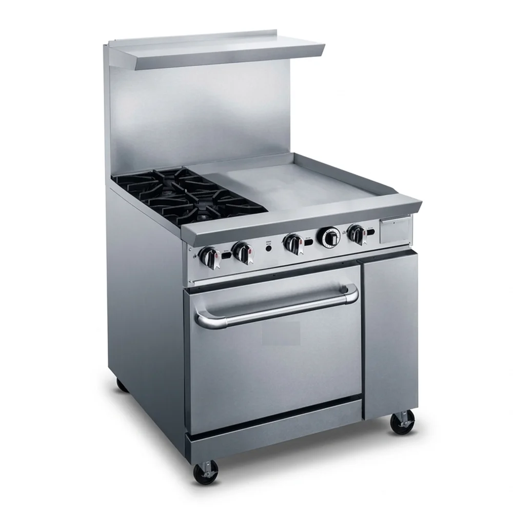 KitchenCore Series 36" Gas Range with 1 Oven, 2 Open Burners, 24" Griddle, 151,000 BTU - Convertible