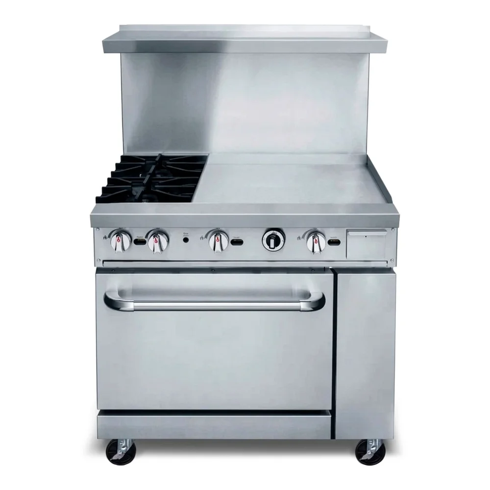 KitchenCore Series 36" Gas Range with 1 Oven, 2 Open Burners, 24" Griddle, 151,000 BTU - Convertible