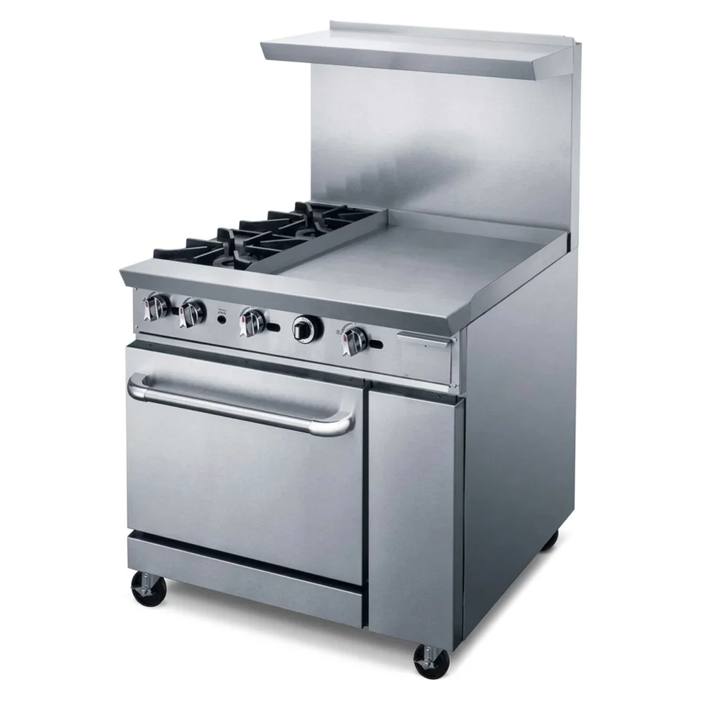 KitchenCore Series 36" Gas Range with 1 Oven, 2 Open Burners, 24" Griddle, 151,000 BTU - Convertible