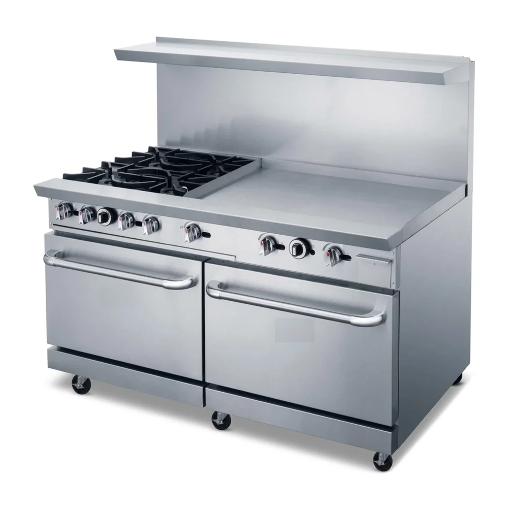 KitchenCore Series 60" Gas Range with 2 Ovens, 4 Open Burners, 36" Griddle, 274,000 BTU - Convertible