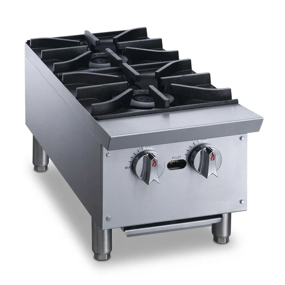KitchenCore Series 12" Countertop Gas Hot Plate, 2 Burners, 56,000 BTU - Convertible