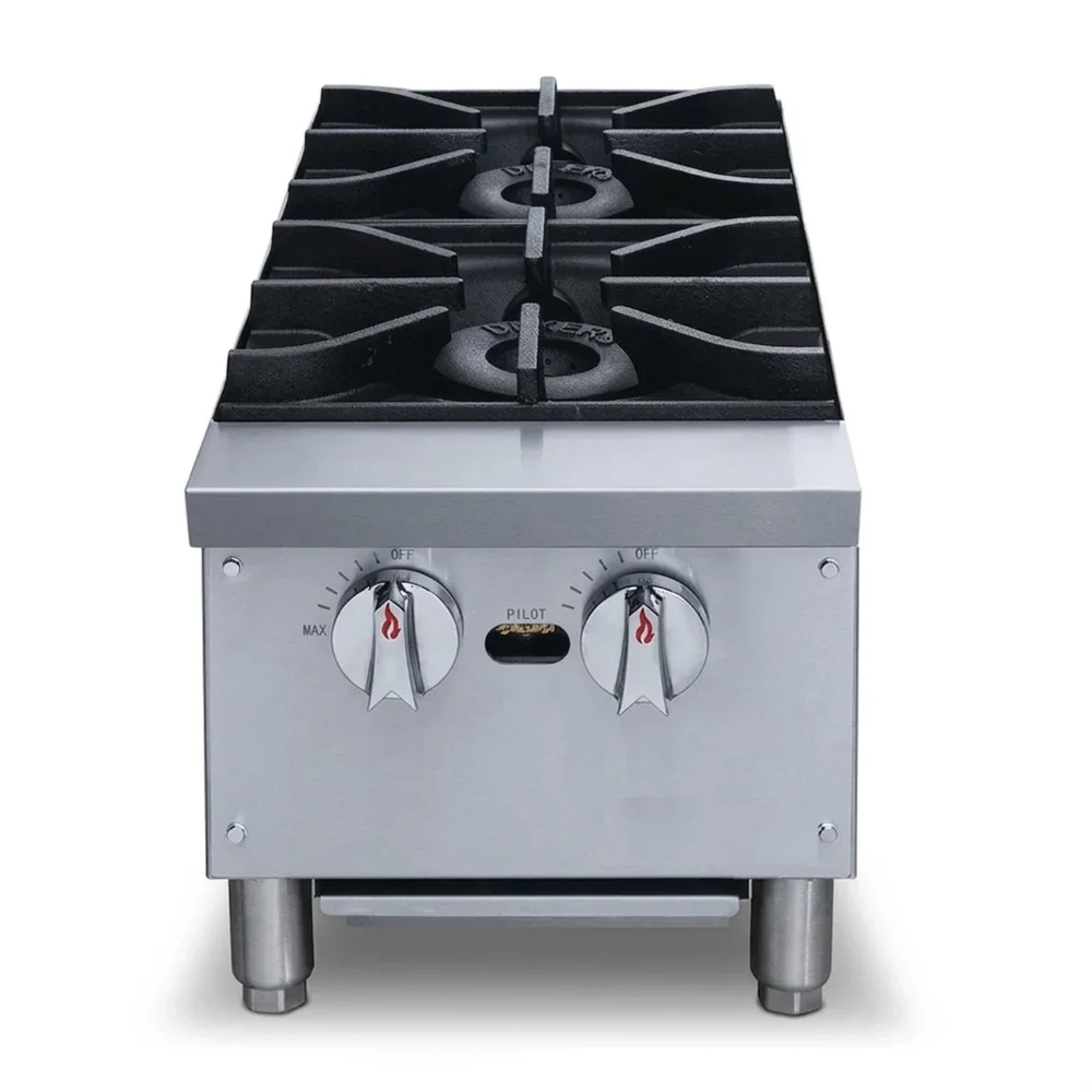 KitchenCore Series 12" Countertop Gas Hot Plate, 2 Burners, 56,000 BTU - Convertible