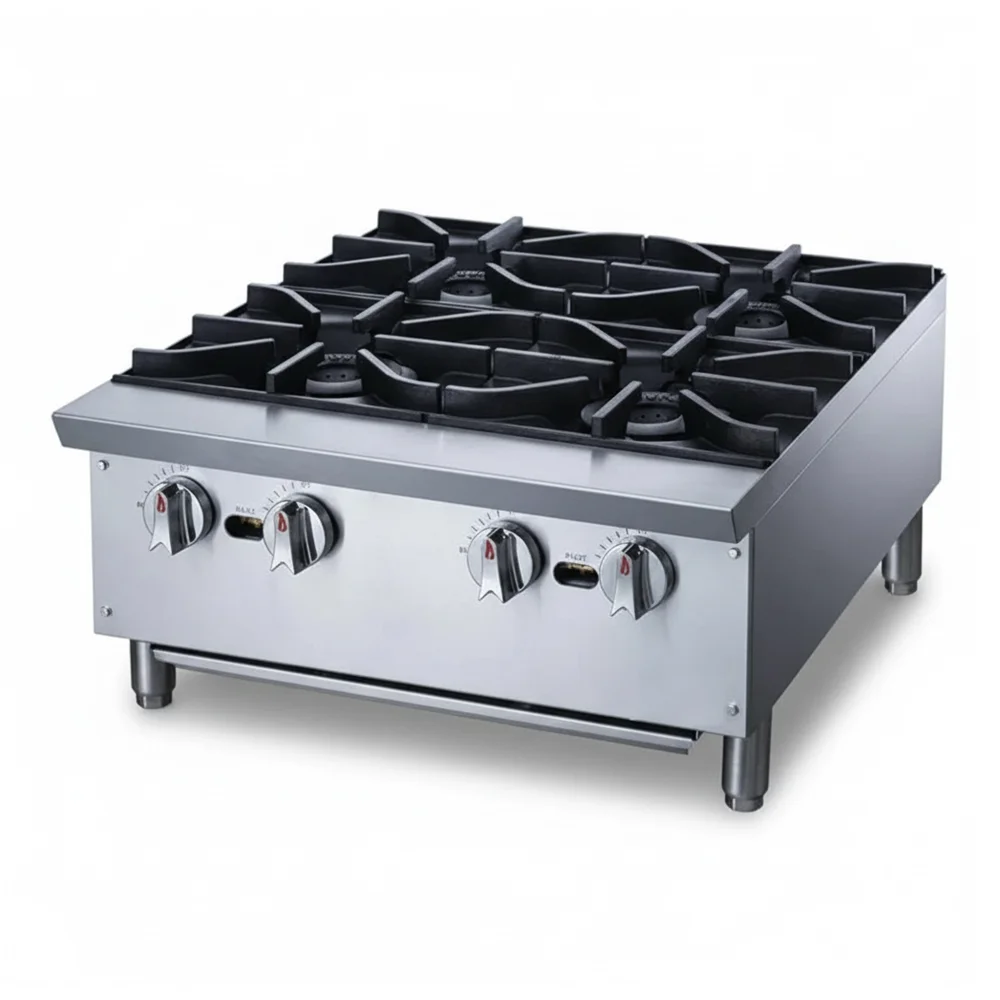 KitchenCore Series 24" Countertop Gas Hot Plate, 4 Burners, 112,000 BTU - Convertible