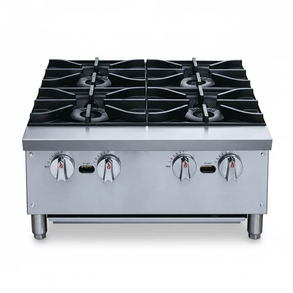 KitchenCore Series 24" Countertop Gas Hot Plate, 4 Burners, 112,000 BTU - Convertible