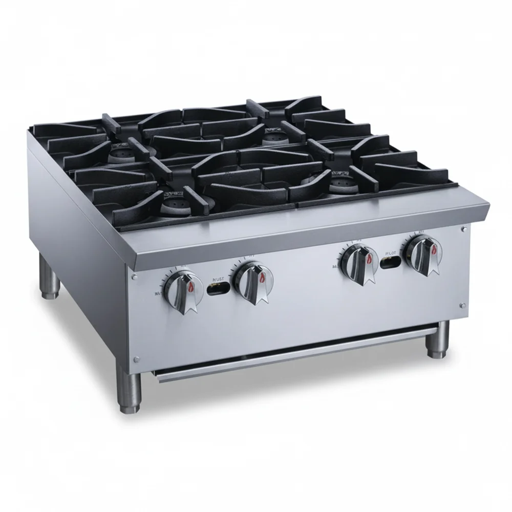 KitchenCore Series 24" Countertop Gas Hot Plate, 4 Burners, 112,000 BTU - Convertible