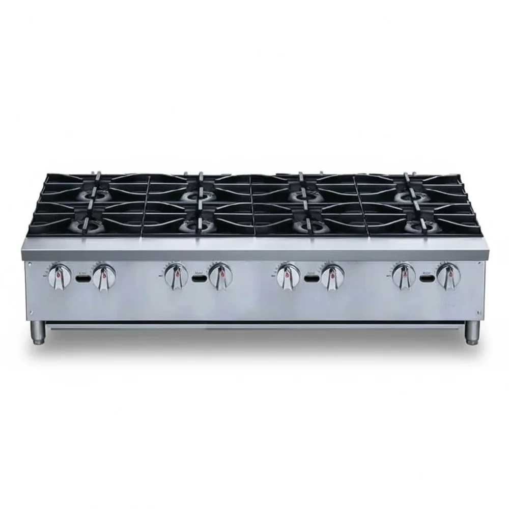 KitchenCore Series 48" Countertop Gas Hot Plate, 8 Burners, 224,000 BTU - Convertible