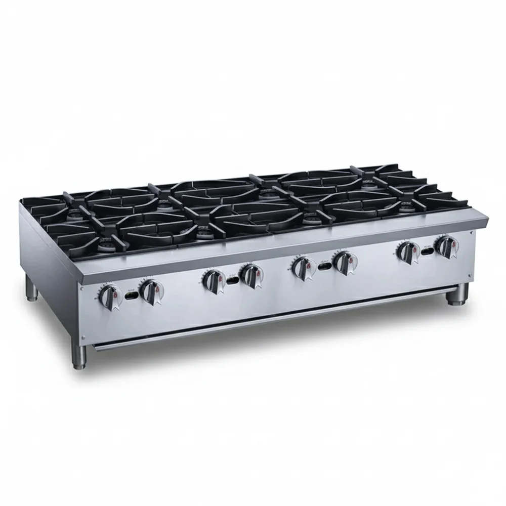 KitchenCore Series 48" Countertop Gas Hot Plate, 8 Burners, 224,000 BTU - Convertible
