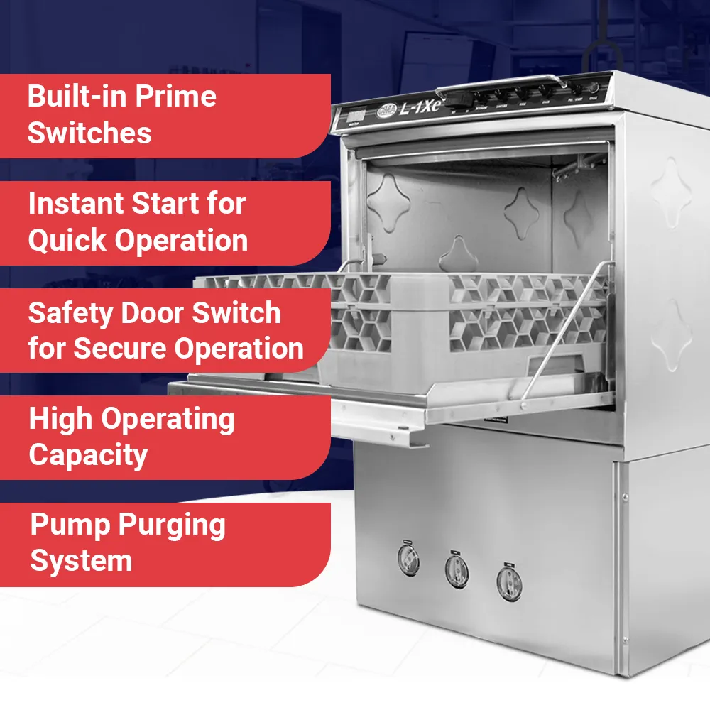 Low-temp energy-efficient CMA undercounter dishwasher with heater for eco-conscious cafes and water-saving for daily glassware cleaning.