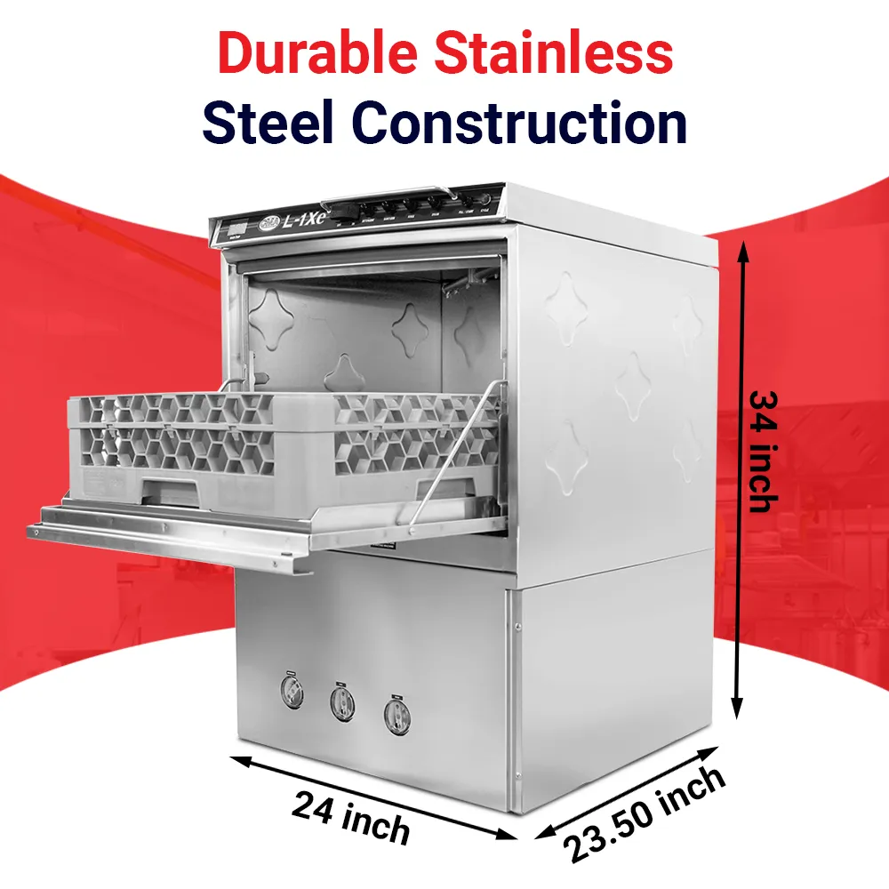 Low-temp energy-efficient CMA undercounter dishwasher with heater for eco-conscious cafes and water-saving for daily glassware cleaning.