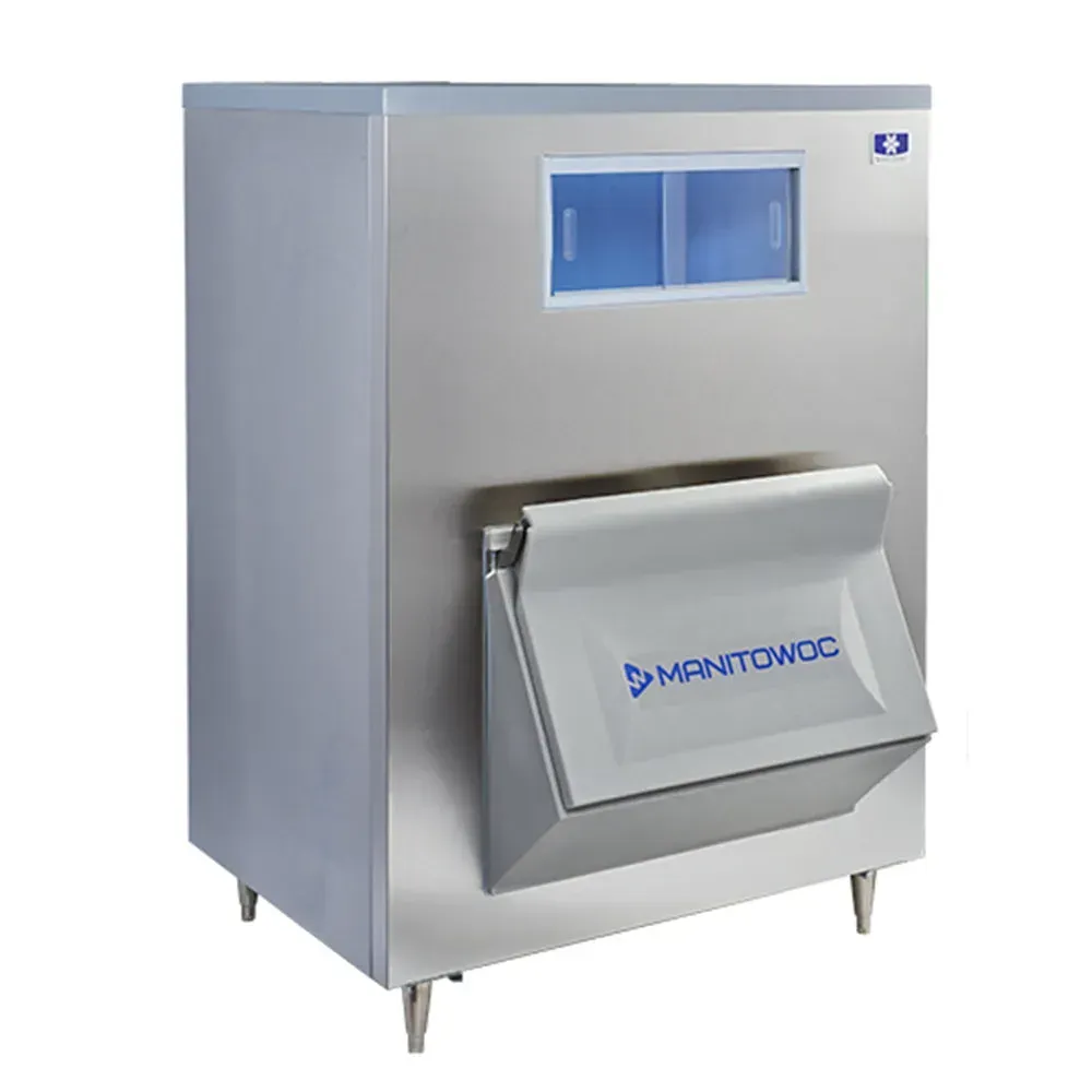 Manitowoc medium-large commercial ice bin with stainless steel construction, front access, and durable build for consistent kitchen ice management.